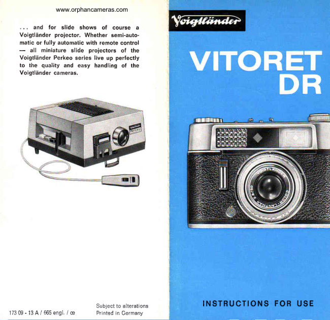 Voigtlander Vitoret DR manual cover