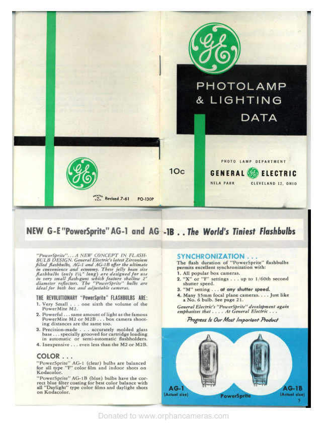 GE Flashbulb Data 1961 manual cover