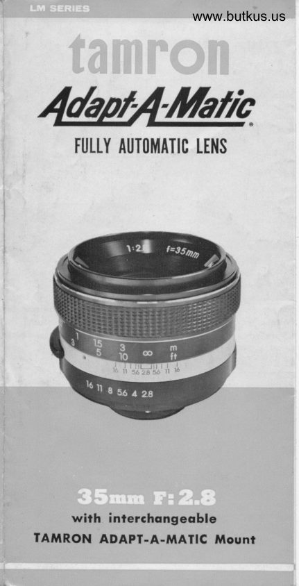 Tamron Adapt-A-Matic Lenses manual cover