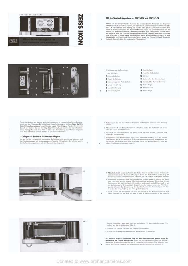 Zeiss Ikon Interchangeable Backs manual cover