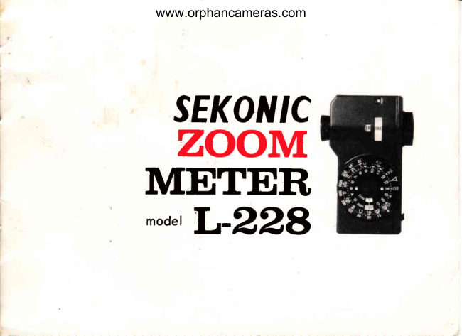 PSekonic Zoom Meter 228 manual cover