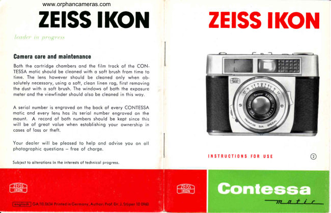 Zeiss Ikon Contessamatic manual cover