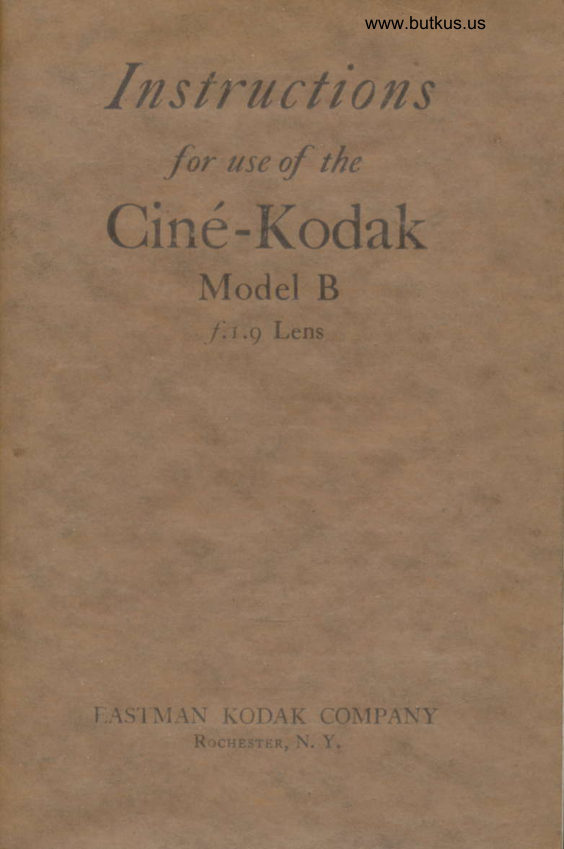 Cine-Kodak Model B manual cover