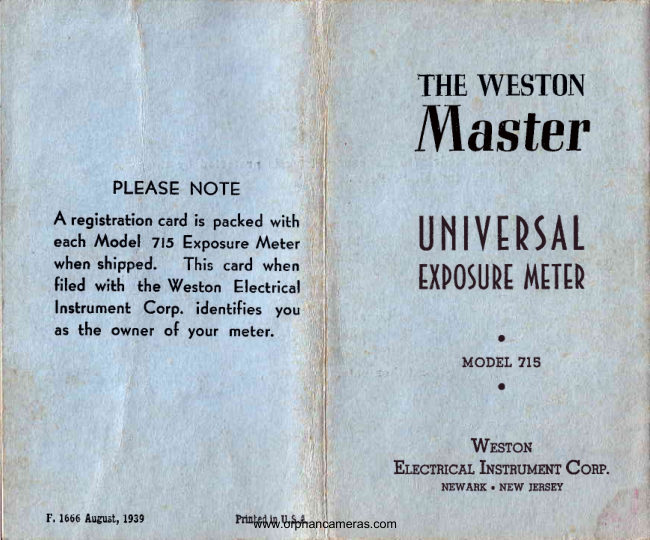 Weston Master Universal manual cover