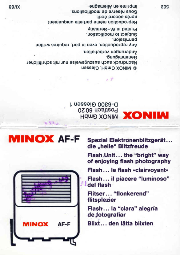 Minox AF-F manual cover