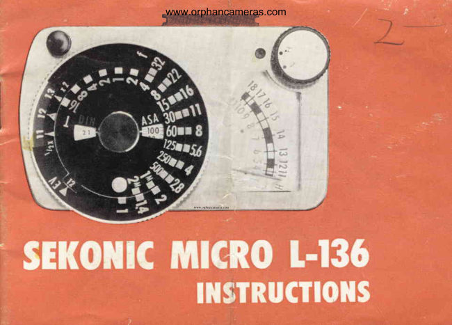 Sekonic L-136 Light Meter manual cover