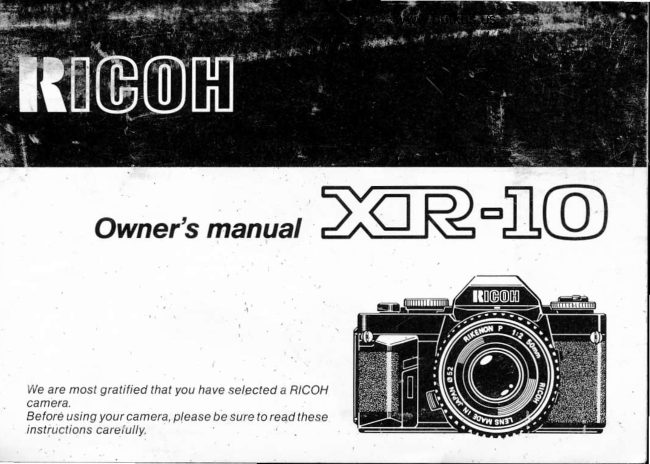 Ricoh XR-10 manual cover