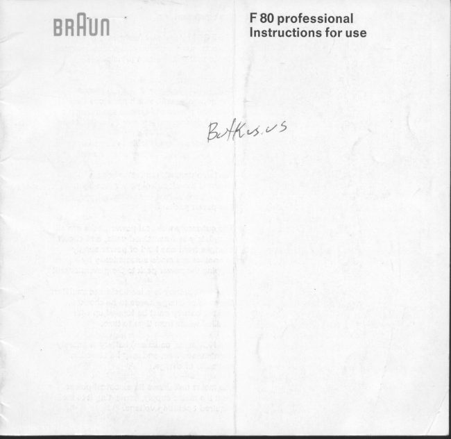 BRAUN F80 FLASH manual cover