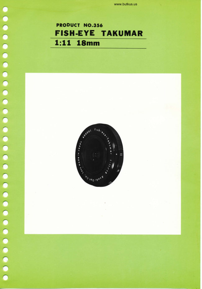 Pentax Super Takumar Fish-Eye 18mm F11 manual cover