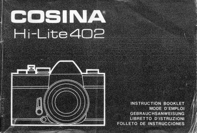 Cosina Hi Lite 402 manual cover