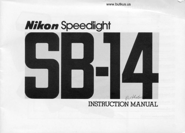 Nikon SB-14 manual cover