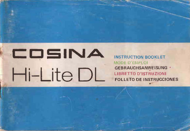 Cosina Hi Lite Dl Single manual cover