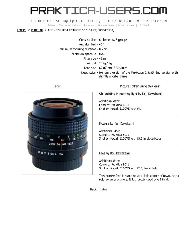 Carl Zeiss Jena Prakticar 2.4/35 (1st/2nd ) manual cover