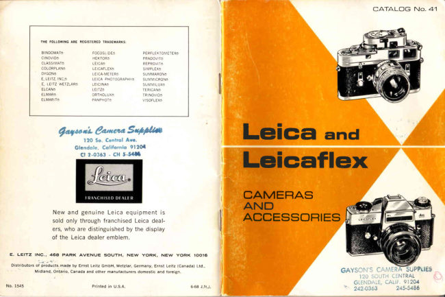 Leica and Leicaflex cameras and accessories — part 1 manual cover