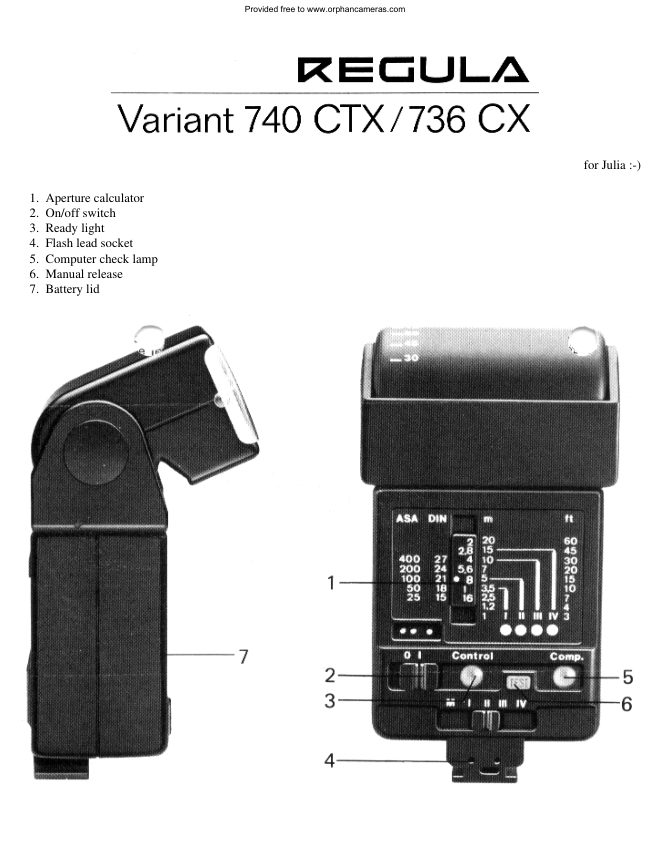 Regua Variant 740 CTX / 736 CX manual cover