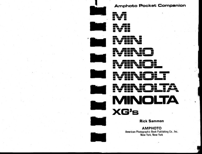 Minolta XG Cameras manual cover
