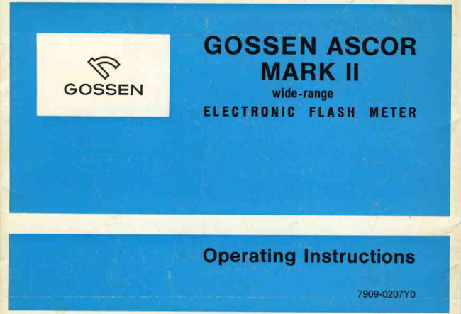 Gossen Ascor Mark II manual cover