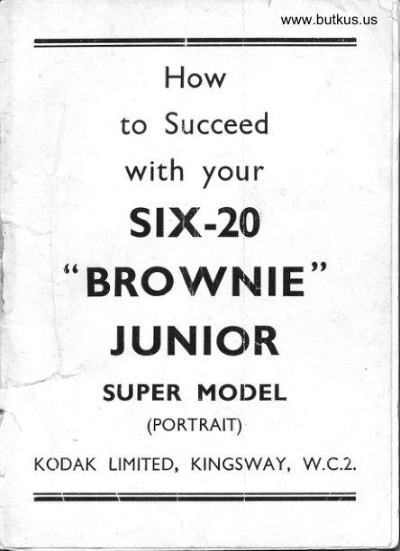 Kodak Brownie Six-20Junior Super Model(Portrait) manual cover