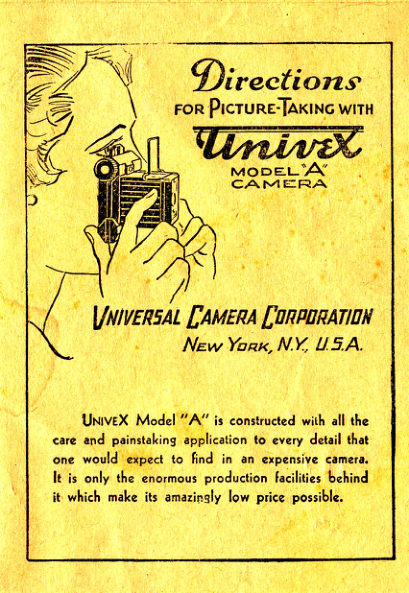Universal Camera Corp Univex Model A Black and White scan manual cover