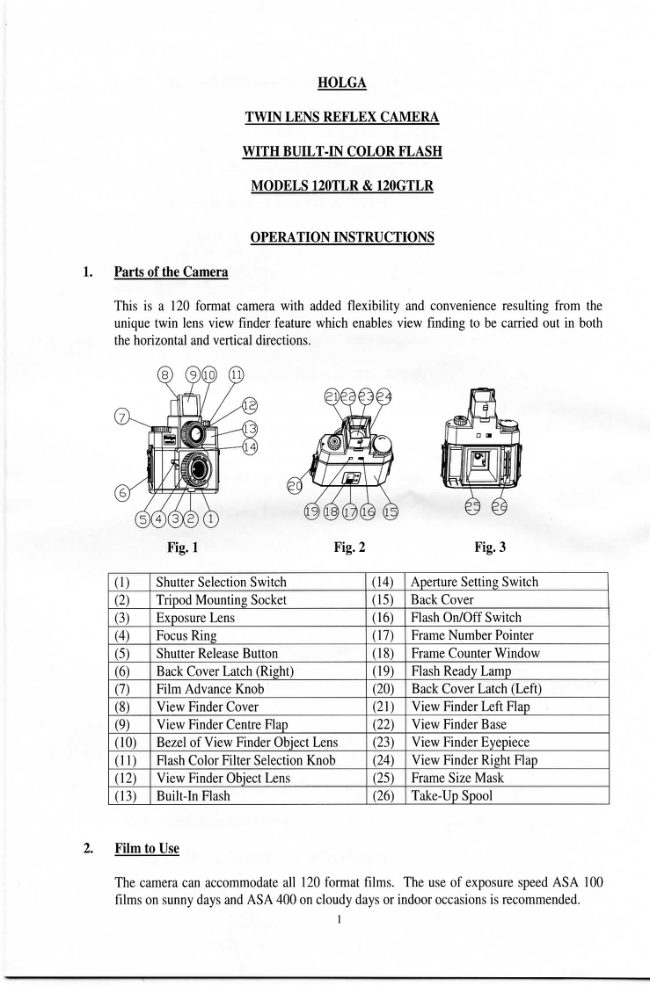 Holga 120 TLR manual cover