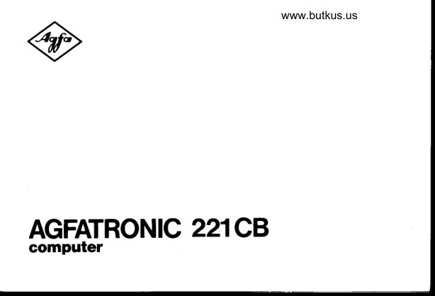 Agfa Agfatronic 221CB manual cover