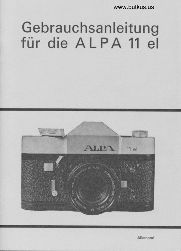 Alpa 11el Bebrauchsanleitung manual cover