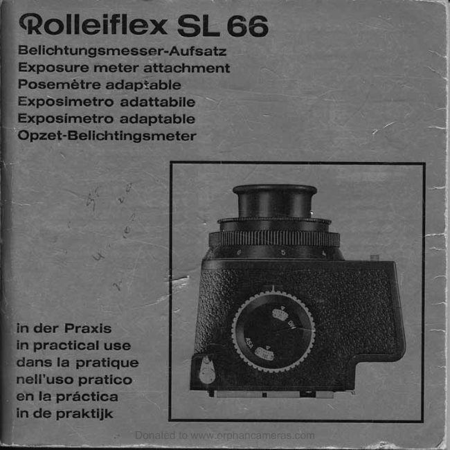 Rolleiflex SL66 Metering Hood manual cover