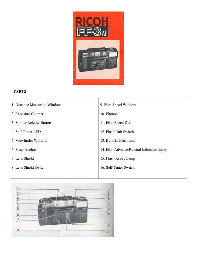Ricoh FF-3AF camera manual cover