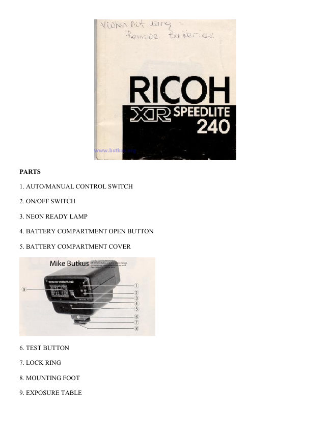 Ricoh XR-240 manual cover