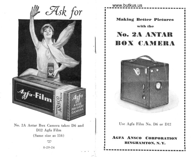 Agfa / Ansco Antar No. 2 Box manual cover