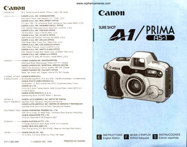 Canon Sureshot A1 manual cover
