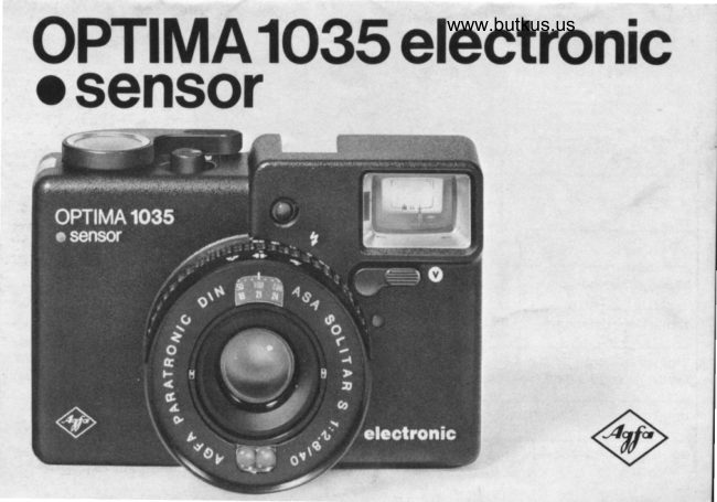 Agfa Optima 1035 Electronic Sensor manual cover