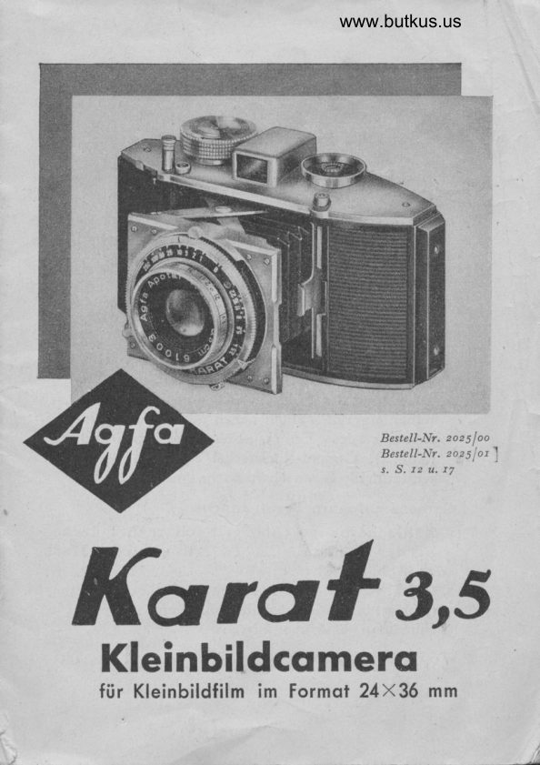 Agfa Karat 3,5 manual cover