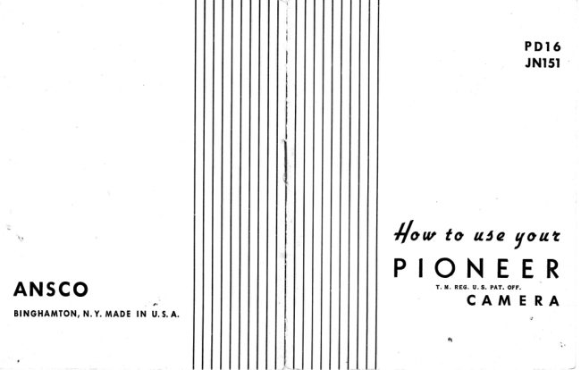 Ansco PIONEER manual cover
