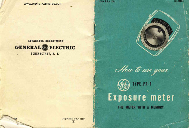 B&W - better text PR-1 Exposure Meter instructions manual cover
