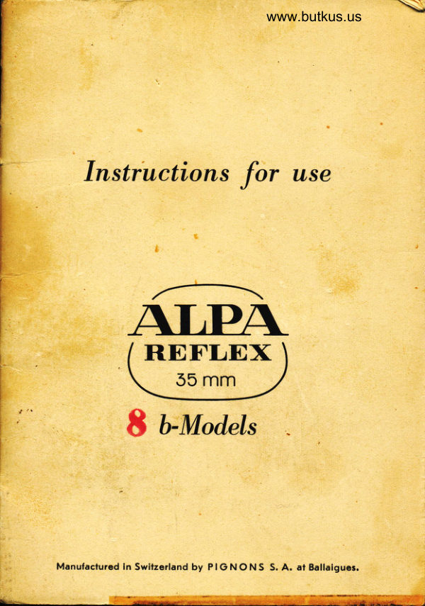 Alpa Reflex 8b manual cover