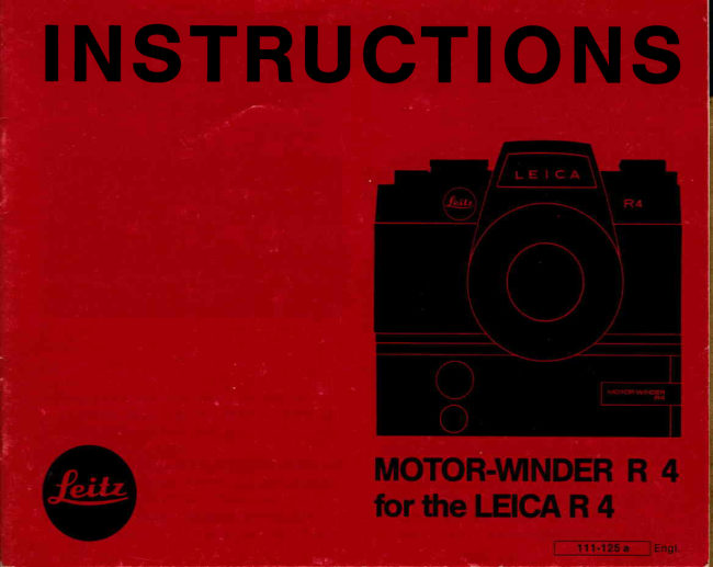 Leica R4 Motor Winder manual cover