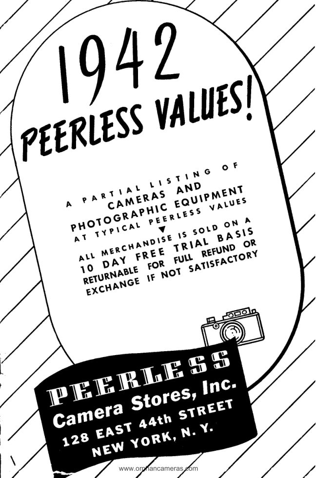 1942 PEERLESS CAMERA manual cover