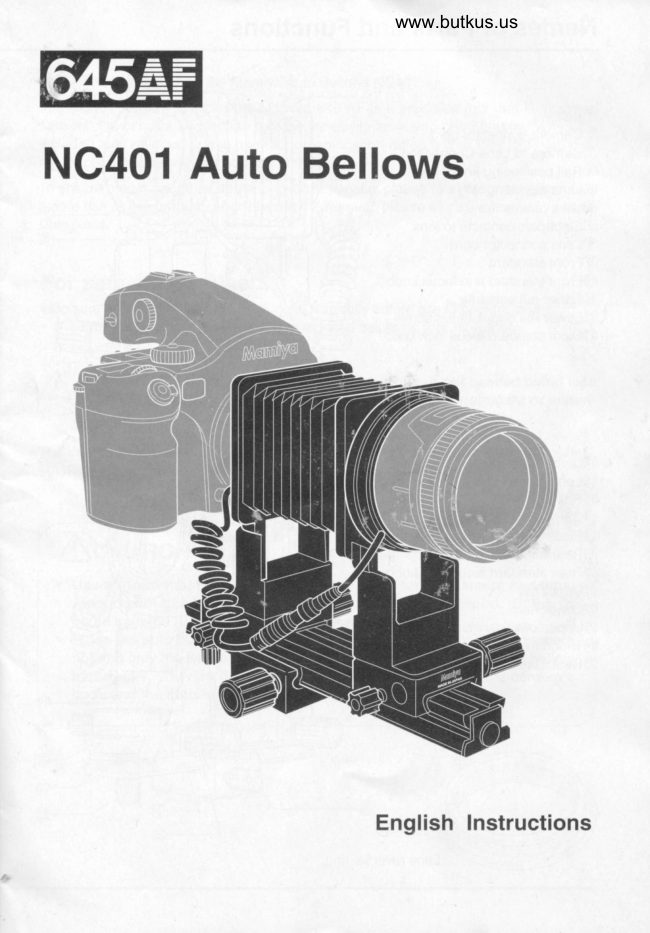 Mamiya 645AF NC401 Auto Bellows manual cover
