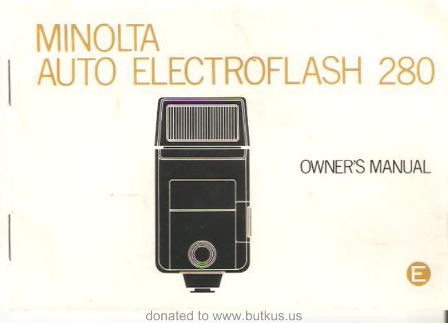 Minolta Auto 280 Electroflash manual cover