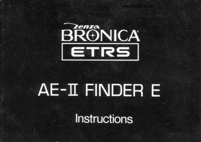 Bronica ETRS AE II Finder manual cover