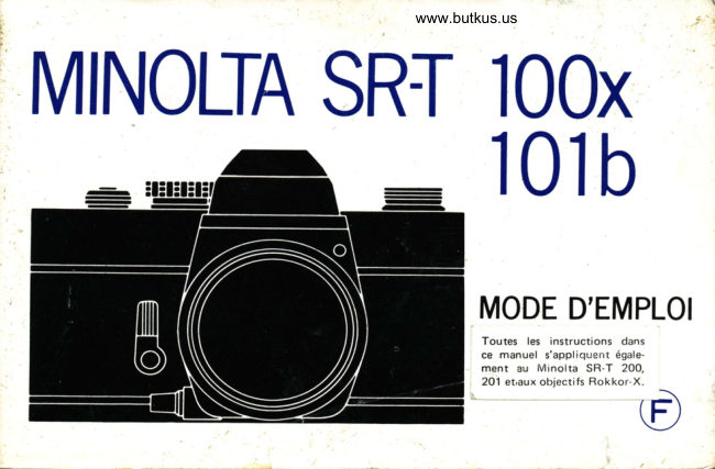 Minolta Sr-t 100X-101B manual cover