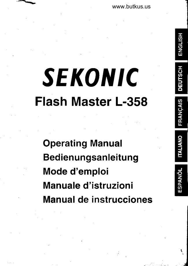 Sekonic Flash Master L-358 manual cover