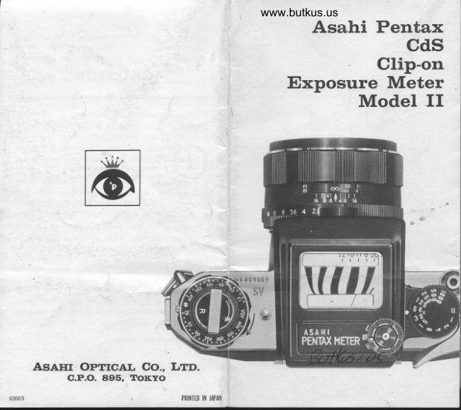 Pentax clip-on meter manual cover