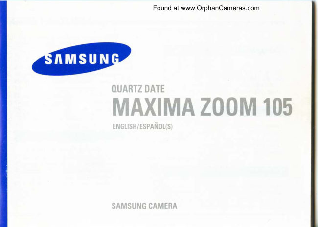 Samsung Maxima Zoom 105 manual cover