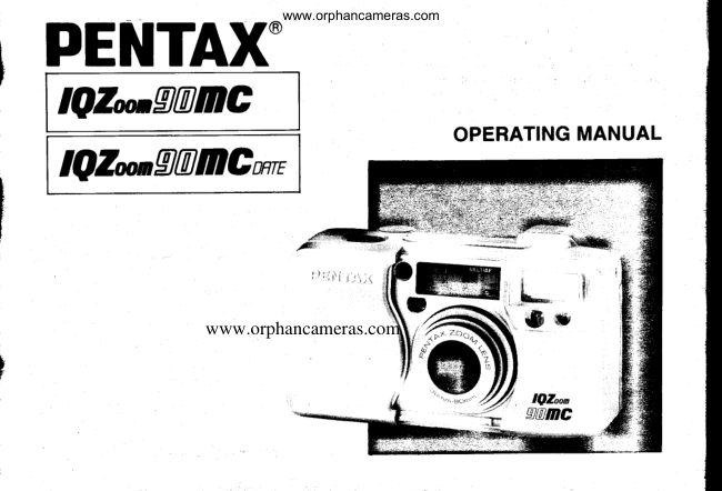 Pentax IQZoom 90MC / IQZoom 90MC date manual cover