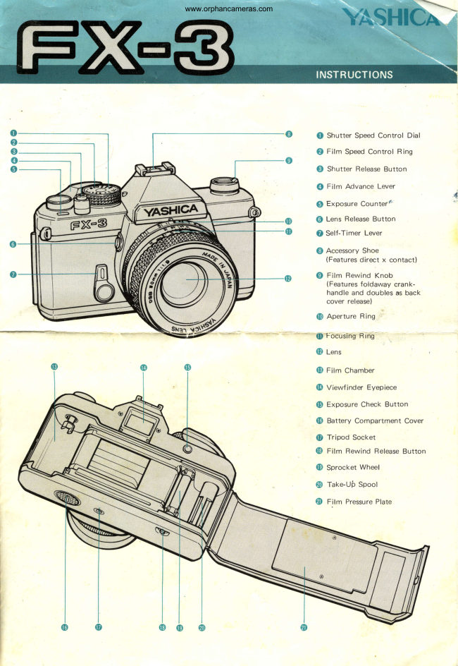 Yashica FX-3 quick guide manual cover