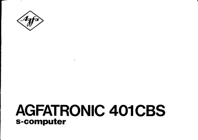 Agfa Agfatronic 401CBS manual cover