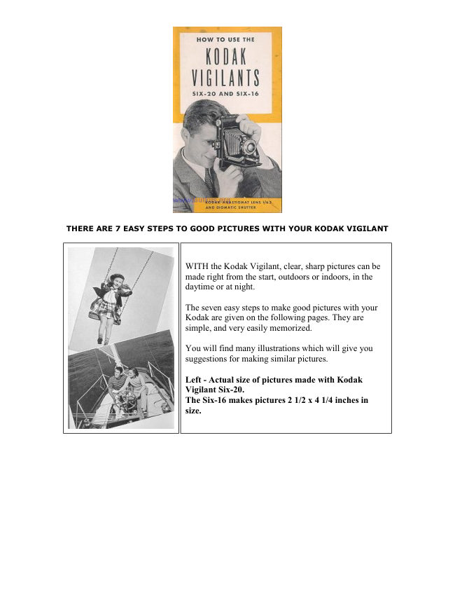 Kodak Vigilants Six-20 and Six-16 manual cover