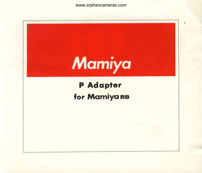 Mamiya RB P Adapter manual cover